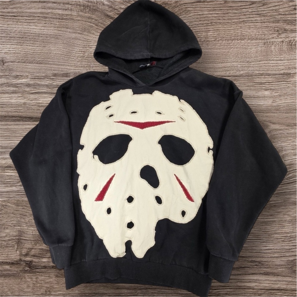 Dolls Kill Black and Cream Hoodie